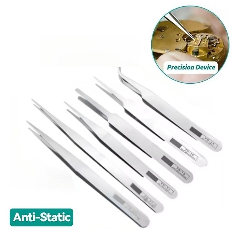 Diy Electronics Set - 6 adet anti-statik paslanmaz çelik cımbız